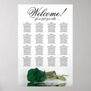 Elegante Sitzordnungstabelle mit Smaragdgrüner Ros Poster