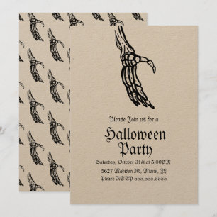 Elegante Skeletthände Halloween Geburtstagsfeier  Einladung