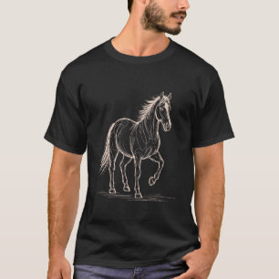 Elegante Skizze Pferd Reitsportliebhaber Galoppier T-Shirt