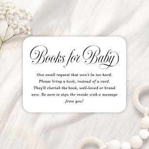 Elegante Skript B & W Baby Shower Bücher für Baby Begleitkarte