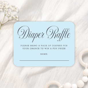 Elegante Skript Blaue Boyl Baby Shower Windel-Raff Begleitkarte