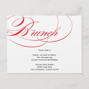 Elegante Skript-Brunch-Einladung - Rot Einladung