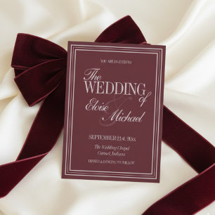 Elegante Skript Burgunderrote formelle Hochzeit Einladung