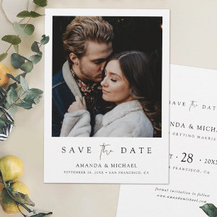 Elegante Skript-Foto-Hochzeit-Save-the-Date-Einlad Save The Date