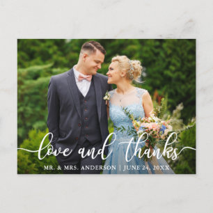 Elegante Skript Hochzeit Liebe und Dank Braut Bräu Postkarte