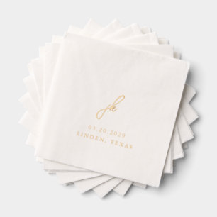 Elegante Skript-Monogramm-Hochzeit Servietten Mit Folie