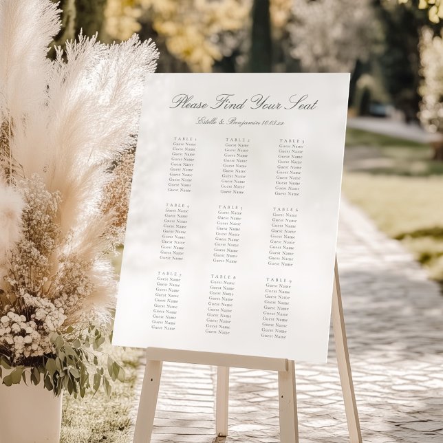 Elegante Skript-Personalisierte Hochzeitssitzordnu Poster (Von Creator hochgeladen)