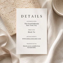 Elegante Skript + Serif Hochzeits-Details-Karte