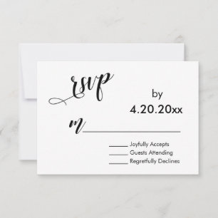 Elegante Skript-Typografie, minimale Hochzeits-RSV RSVP Karte