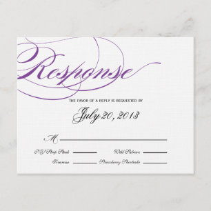 Elegante Skript-Wartekarte - lila RSVP Karte