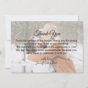Elegante Skript-Winterhochzeitsfoto Danke Mitteilungskarte