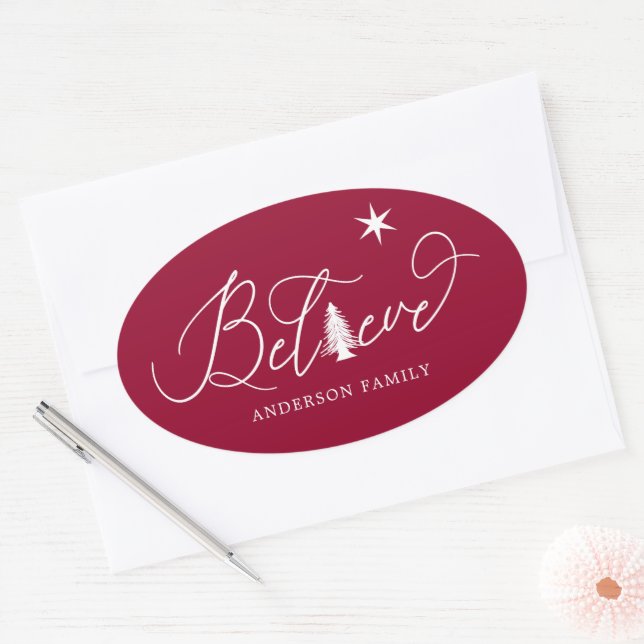 elegante Skripte dekorative Urlaubshülle Ovaler Aufkleber (Umschlag)