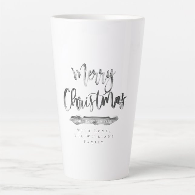 Elegante Skripte Frohe Weihnachten und glückliches Milchtasse (Vorderseite)