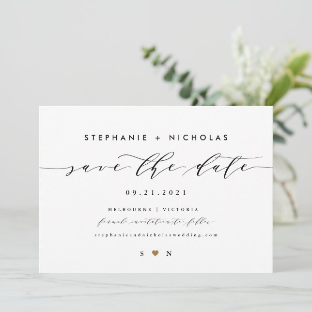 Elegante Skripteinladung Save the Date Einladung (Stehend Vorderseite)