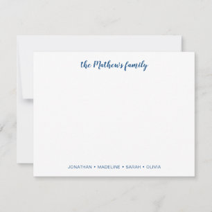 Elegante Skriptfamilie Nachname Navy Blue Mitteilungskarte