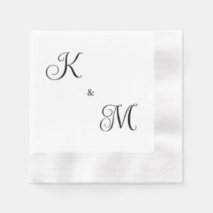 Elegante Skriptinitials White Wedding geprägt Serviette