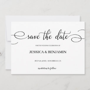 Elegante Skriptkalligrafie Hochzeit Speichern Sie  Save The Date