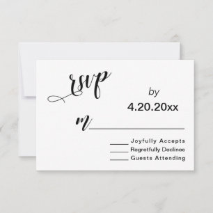 Elegante Skripttypografie, minimale Hochzeits-RSVP RSVP Karte