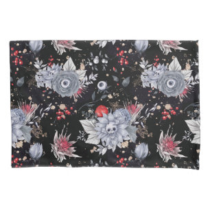 Elegante Skull-Rose Silver Black Kissenbezug