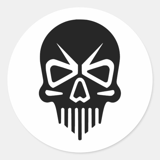 Elegante Skull-Silhouette in Monochrome Runder Aufkleber (Vorderseite)