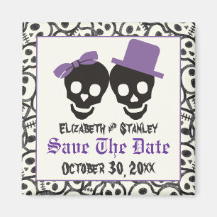 Elegante Skulls Halloween Hochzeit Save the Date Magnet