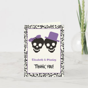 Elegante Skulls Halloween lila Hochzeit Danke