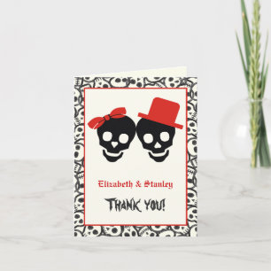 Elegante Skulls Halloween rote Hochzeit Danke