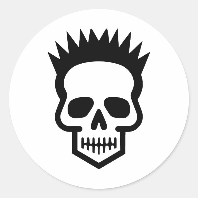 Elegante Skulls Kunst im Minimalistischen Stil Runder Aufkleber (Vorderseite)