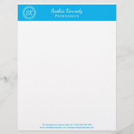 Elegante Sky Blue Beruflich Monogram Business Briefbogen