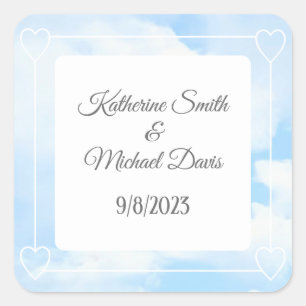 Elegante Sky Blue Outdoor Modern White Wedding Quadratischer Aufkleber