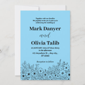 Elegante Sky Blue Wedding Einladung - Romantisch