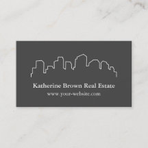 Elegante Skyline-Outline-Makler-Geschäftskarten