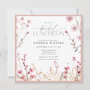 Elegante Small Pink Blume Bridal Luncheon Einladung