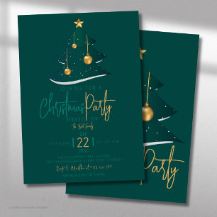 Elegante Smaragd-Weihnachtsbaum-Party Einladung