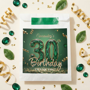 Elegante Smaragdgrün Gold-Edelstein 30. Geburtstag Geschenktütchen