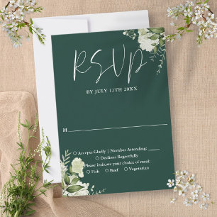 Elegante Smaragdgrüne Blumenhochzeit RSVP Karte