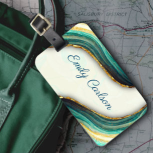 Elegante smaragdgrüne Marmorkunst Imitate Gold Gli Gepäckanhänger