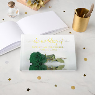 Elegante Smaragdgrüne Rose Kleine Hochzeitsreise Gästebuch