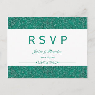 Elegante smaragdgrüne Wirbel Hochzeit-RSVP-Karte Einladungspostkarte