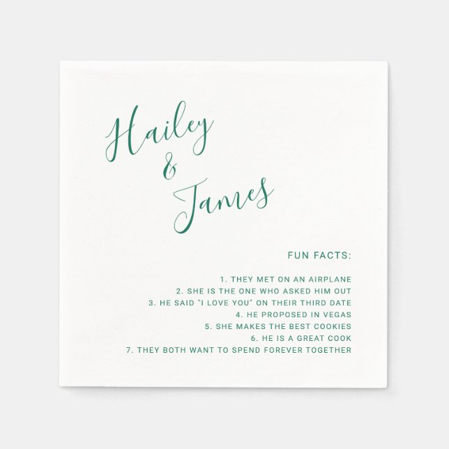 Elegante Smarald Green Modern Wedding Serviette (Vorderseite)