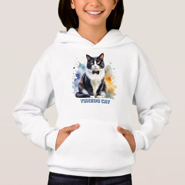 Elegante Smoking-Katze Hoodie (Vorderseite)