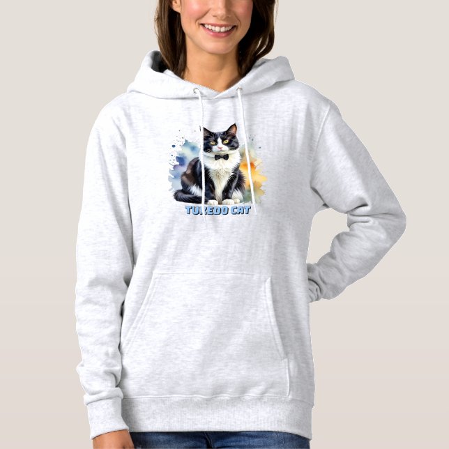 Elegante Smoking-Katze Hoodie (Vorderseite)