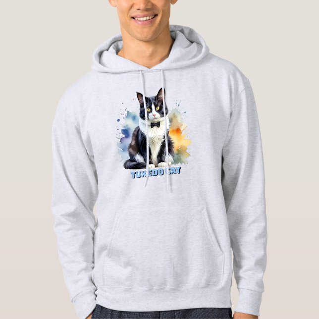 Elegante Smoking-Katze Hoodie (Vorderseite)