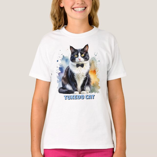 Elegante Smoking-Katze T-Shirt (Vorderseite)