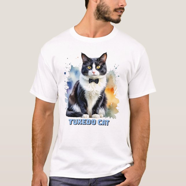 Elegante Smoking-Katze T-Shirt (Vorderseite)