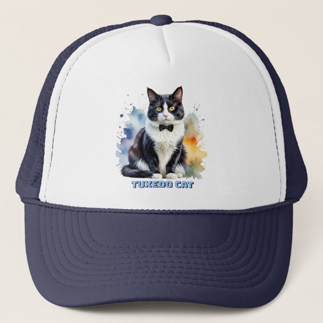 Elegante Smoking-Katze Truckerkappe (Vorderseite)