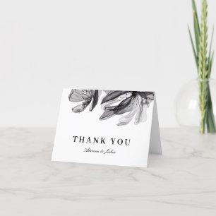 Elegante Smoky Blume Black Wedding Dankeskarte