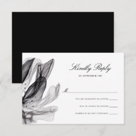 Elegante Smoky Blume Black Wedding RSVP Card Karte