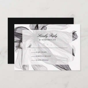 Elegante Smoky Floral Black and White Wedding RSVP Karte