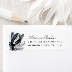 Elegante Smoky Floral Navy Rücksendeadresse